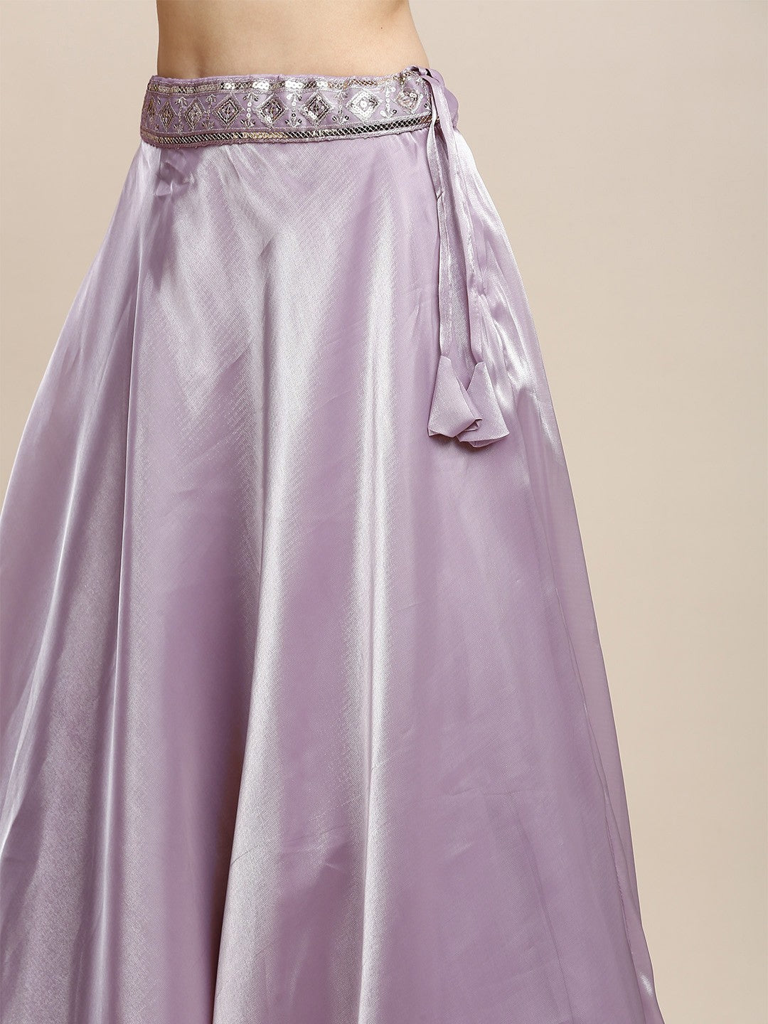 Lavender & Silver Silk Lehenga Blouse For Women With Jacket