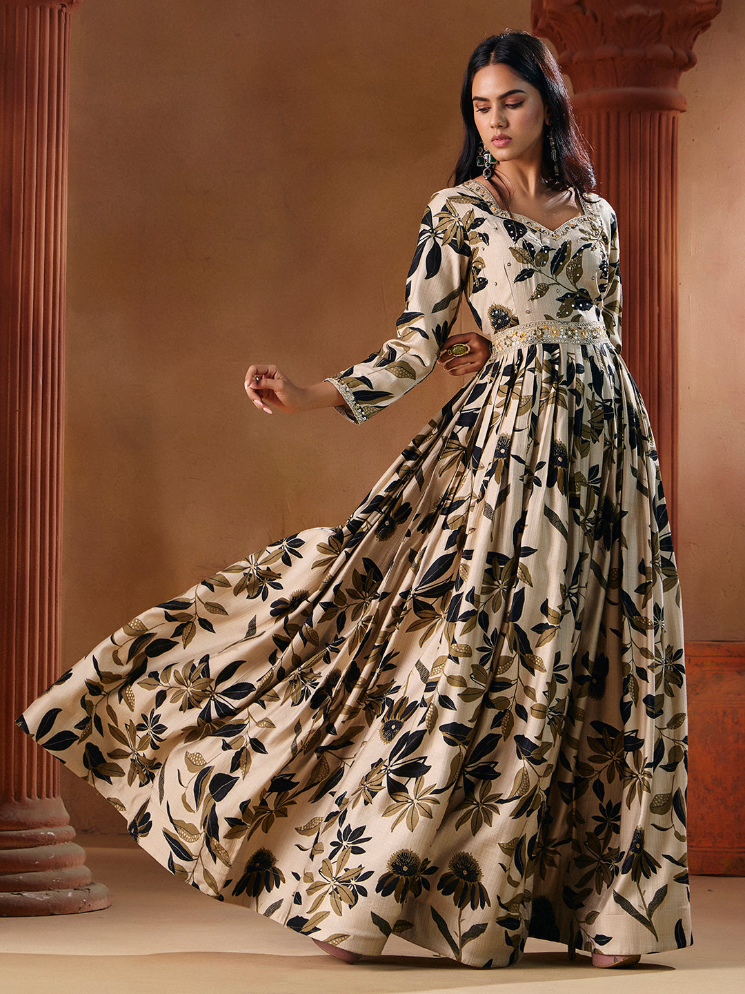 Indo Western for Woman Vatican Print Gown - Madhuram Wedding & Festive Wear