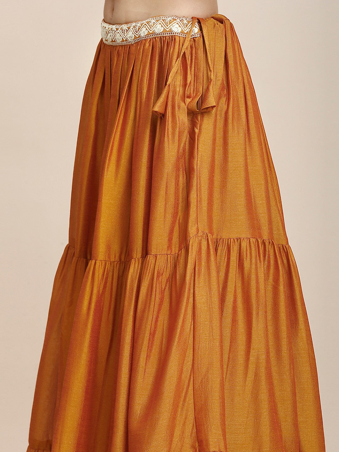 Orange Silk Embroidered Lehenga & Blouse For Women With Dupatta