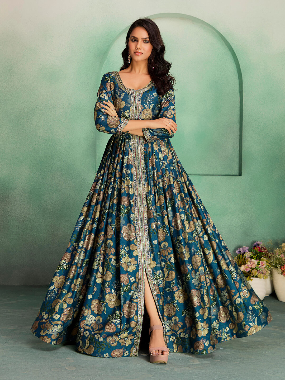 Embroidered Viscose Rayon Gown – Festive & Wedding Wear