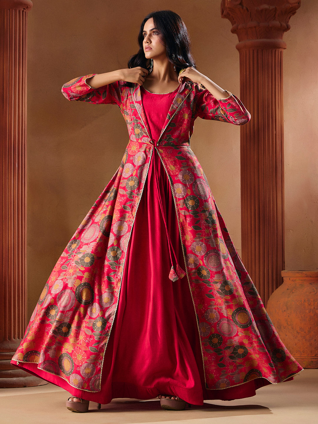 Indo Western Vatican Print Gown Madhuram Wedding & Festive Wear