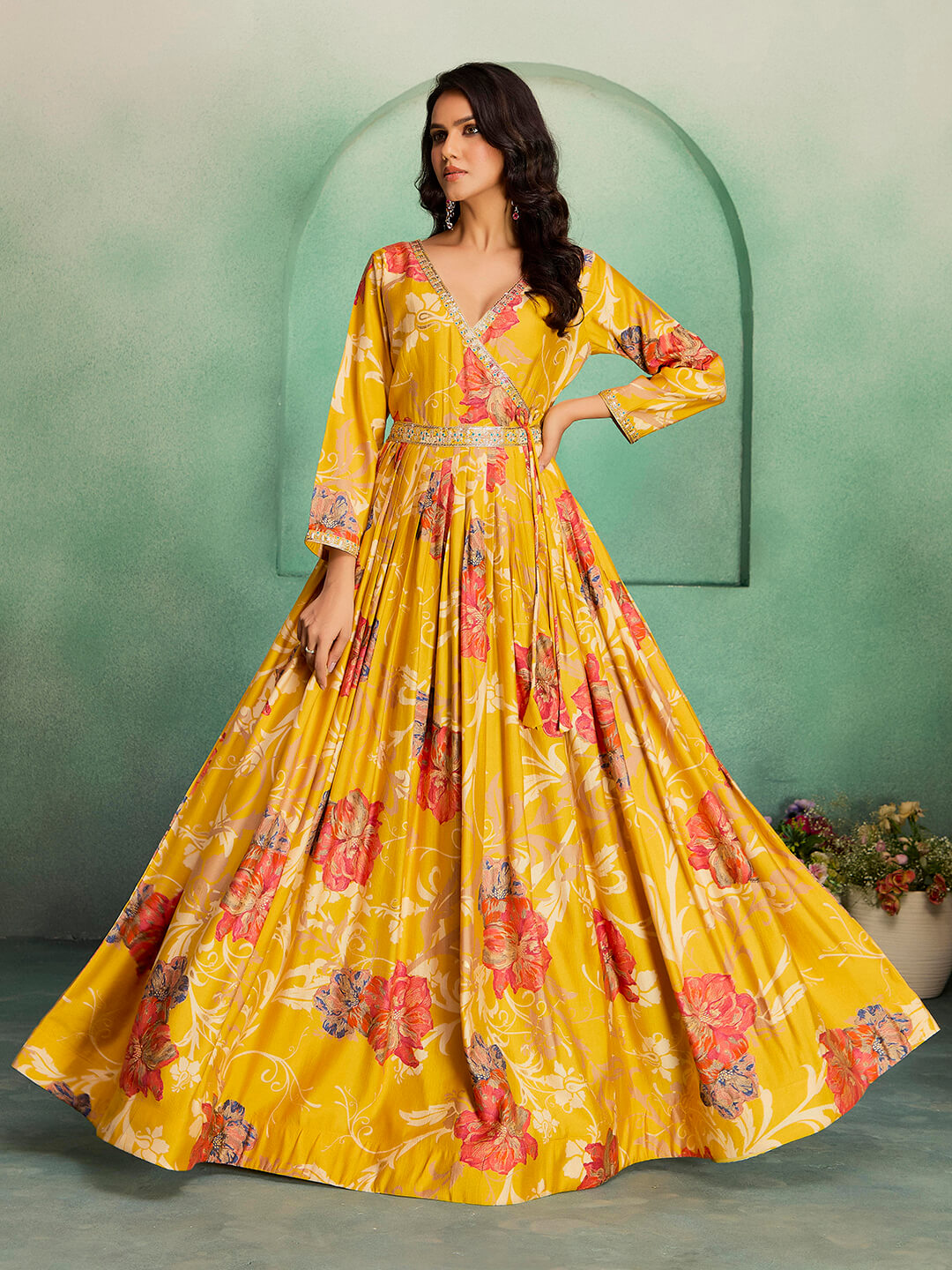 Madhuram Printed Viscose Rayon Anarkali Gown