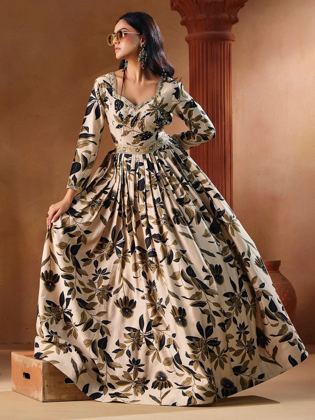 Indo Western for Woman Vatican Print Gown - Madhuram Wedding & Festive Wear