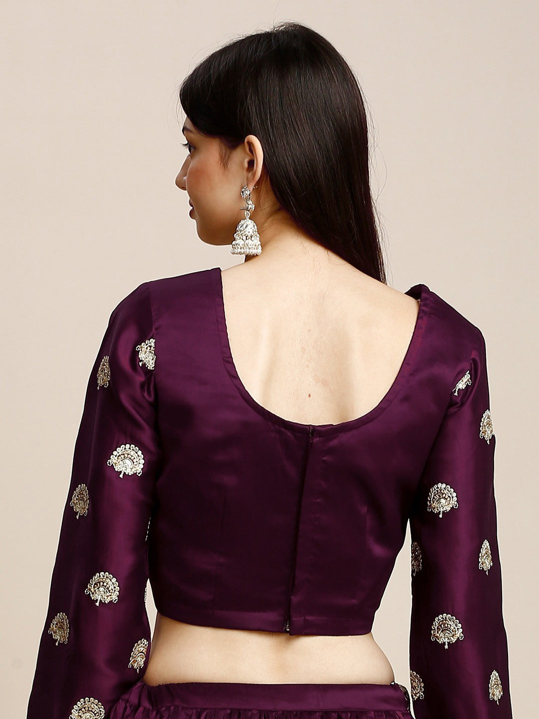 Maroon Silk Lehenga & Blouse For Women With Dupatta