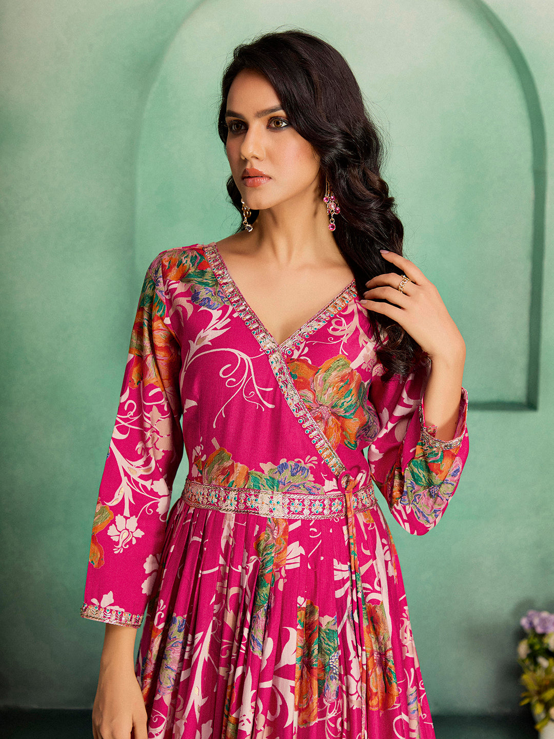 Madhuram Printed Viscose Rayon Anarkali Gown