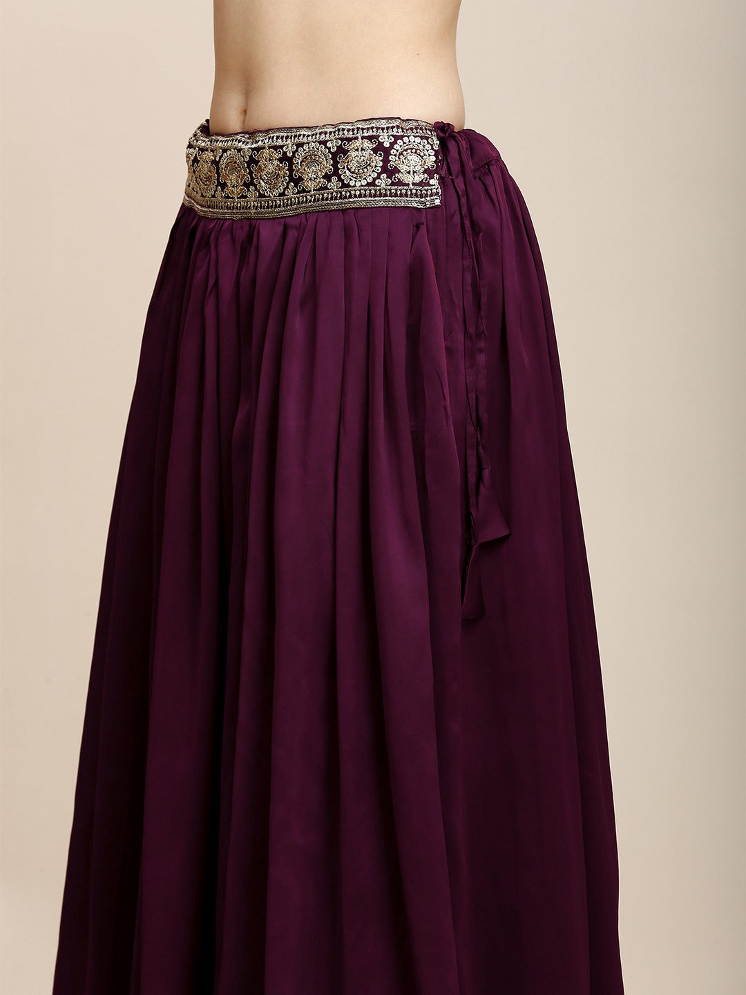 Maroon Silk Lehenga & Blouse For Women With Dupatta