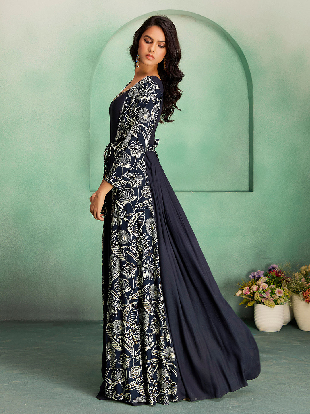 Madhuram Women’s Anarkali Gown – Festive & Wedding Wear with Digital Print