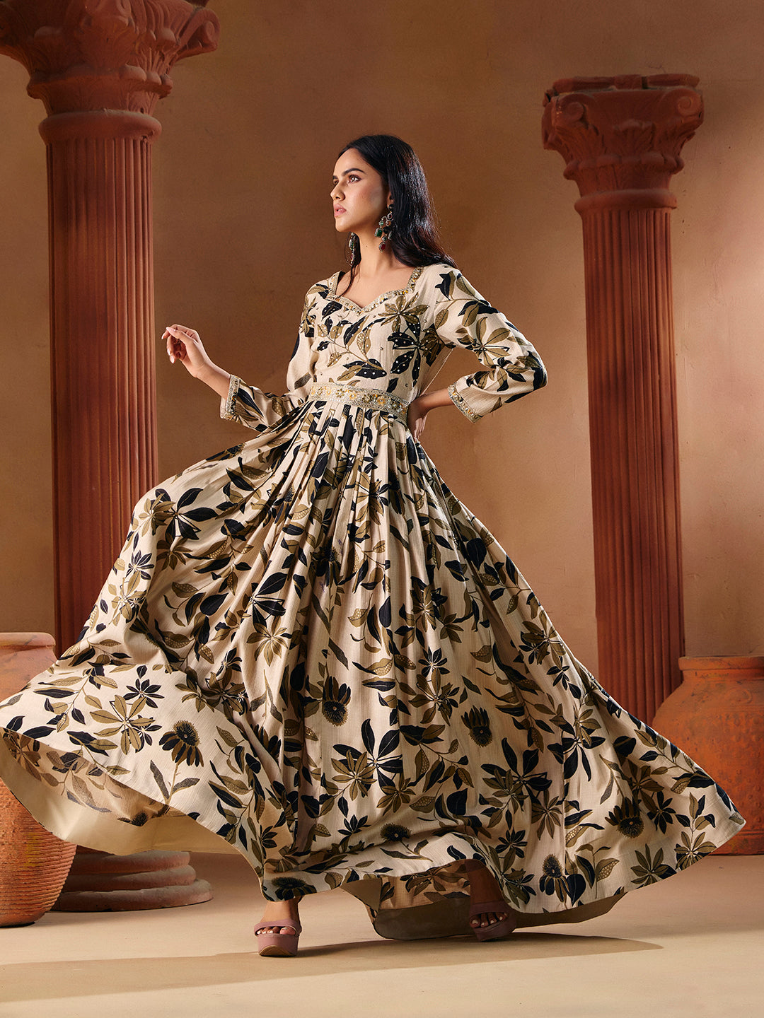 Indo Western for Woman Vatican Print Gown - Madhuram Wedding & Festive Wear