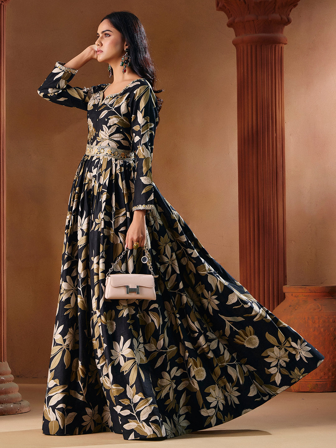 Indo Western for Woman Vatican Print Gown - Madhuram Wedding & Festive Wear