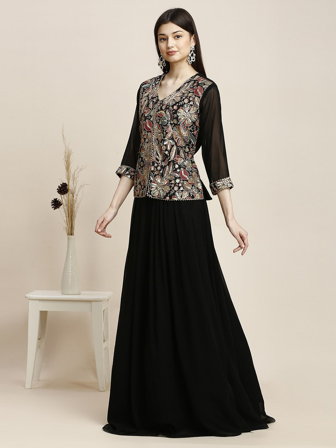 Black Georgette Lehenga Choli For Women