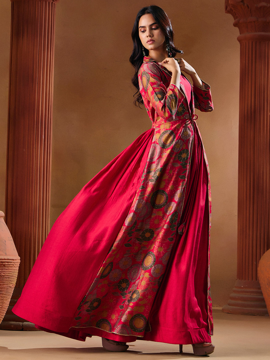 Indo Western Vatican Print Gown Madhuram Wedding & Festive Wear