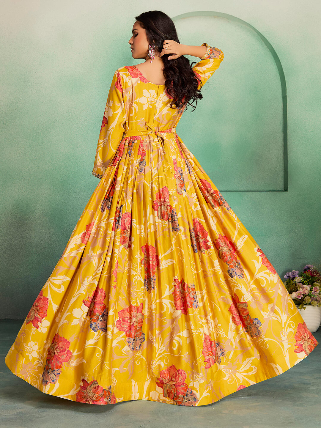 Madhuram Printed Viscose Rayon Anarkali Gown