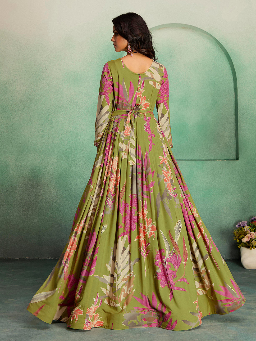 Elegant Rayon Floral Anarkali Gown for Festive & Wedding