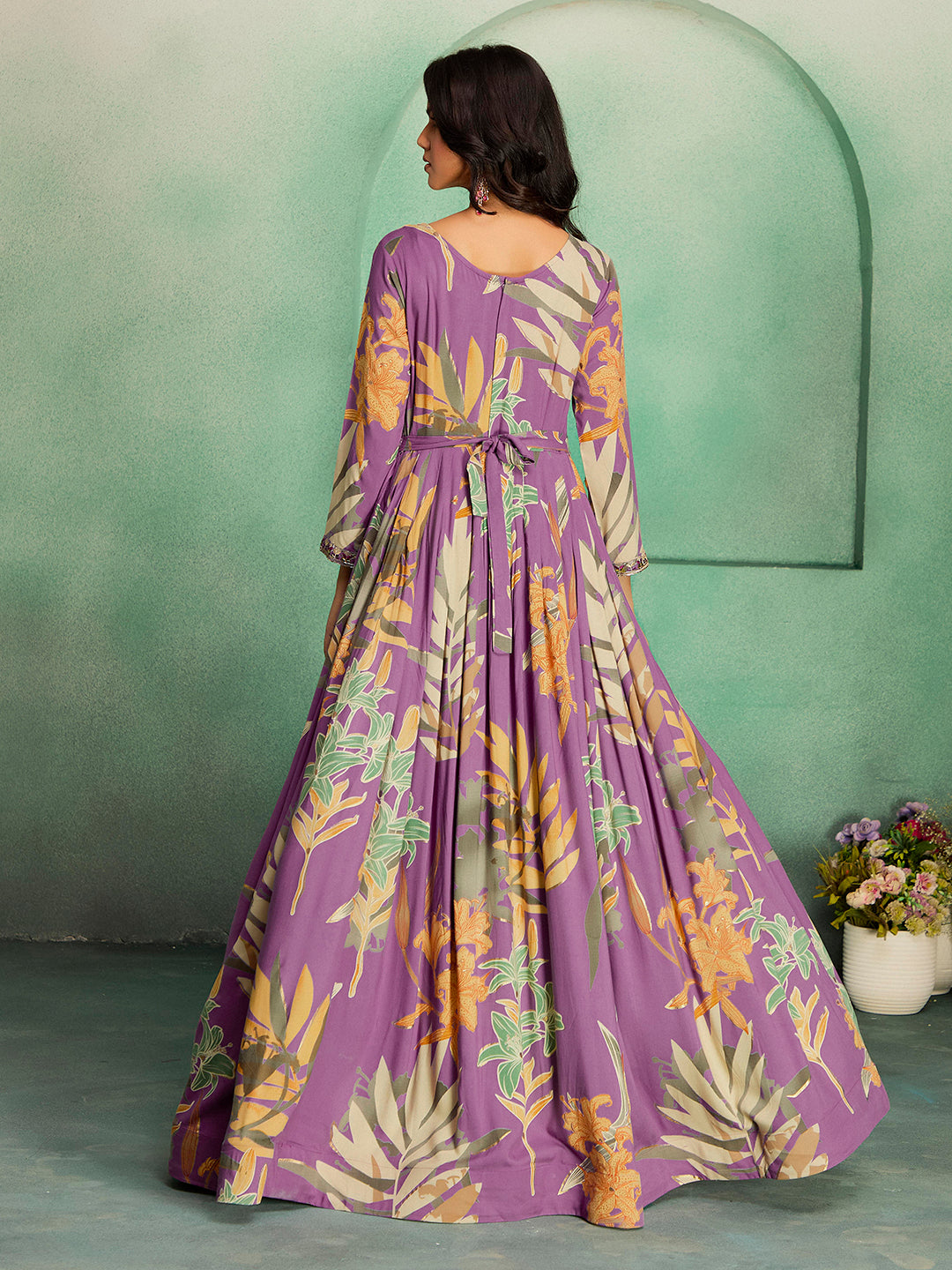 Elegant Rayon Floral Anarkali Gown for Festive & Wedding