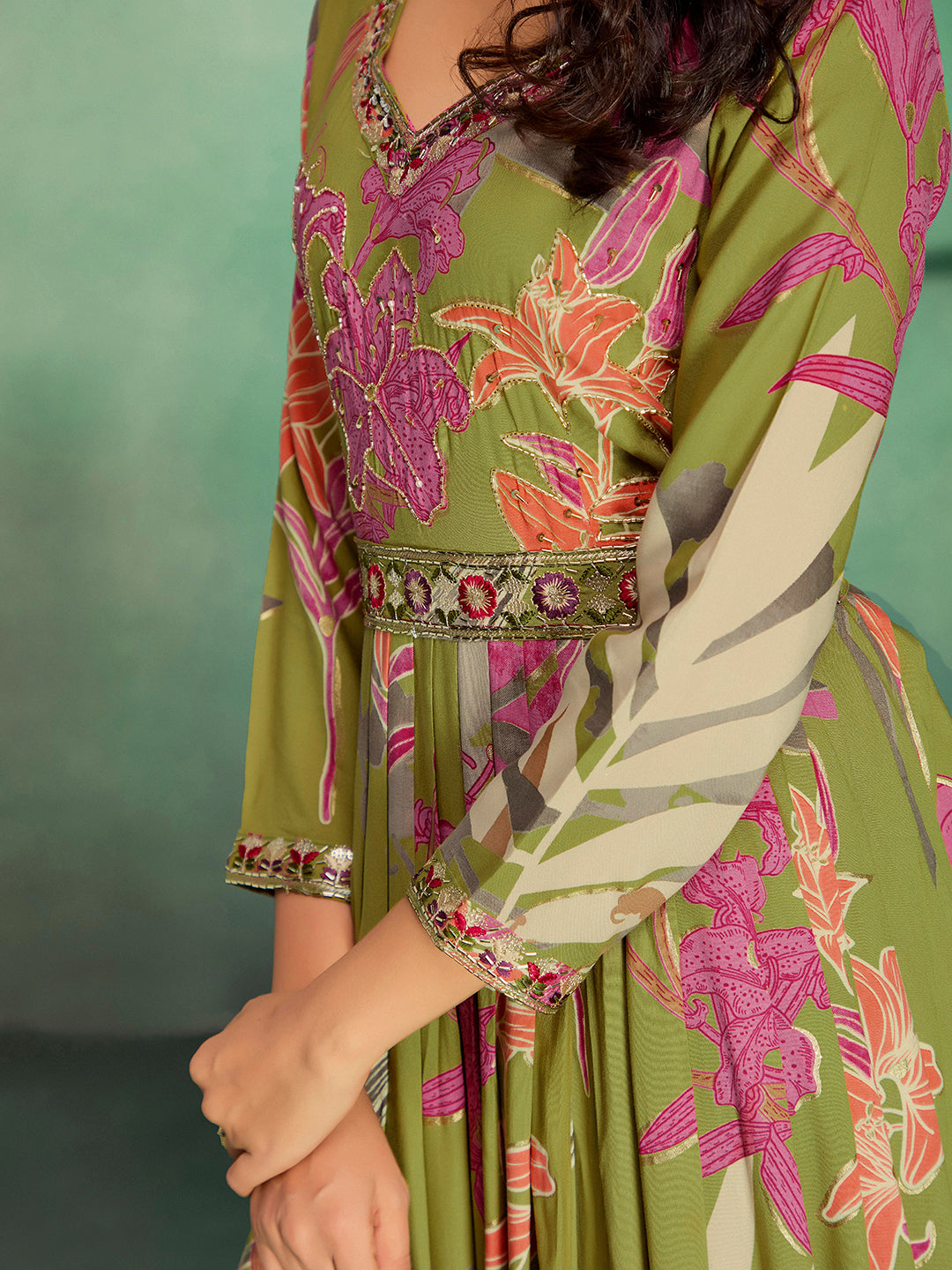 Elegant Rayon Floral Anarkali Gown for Festive & Wedding