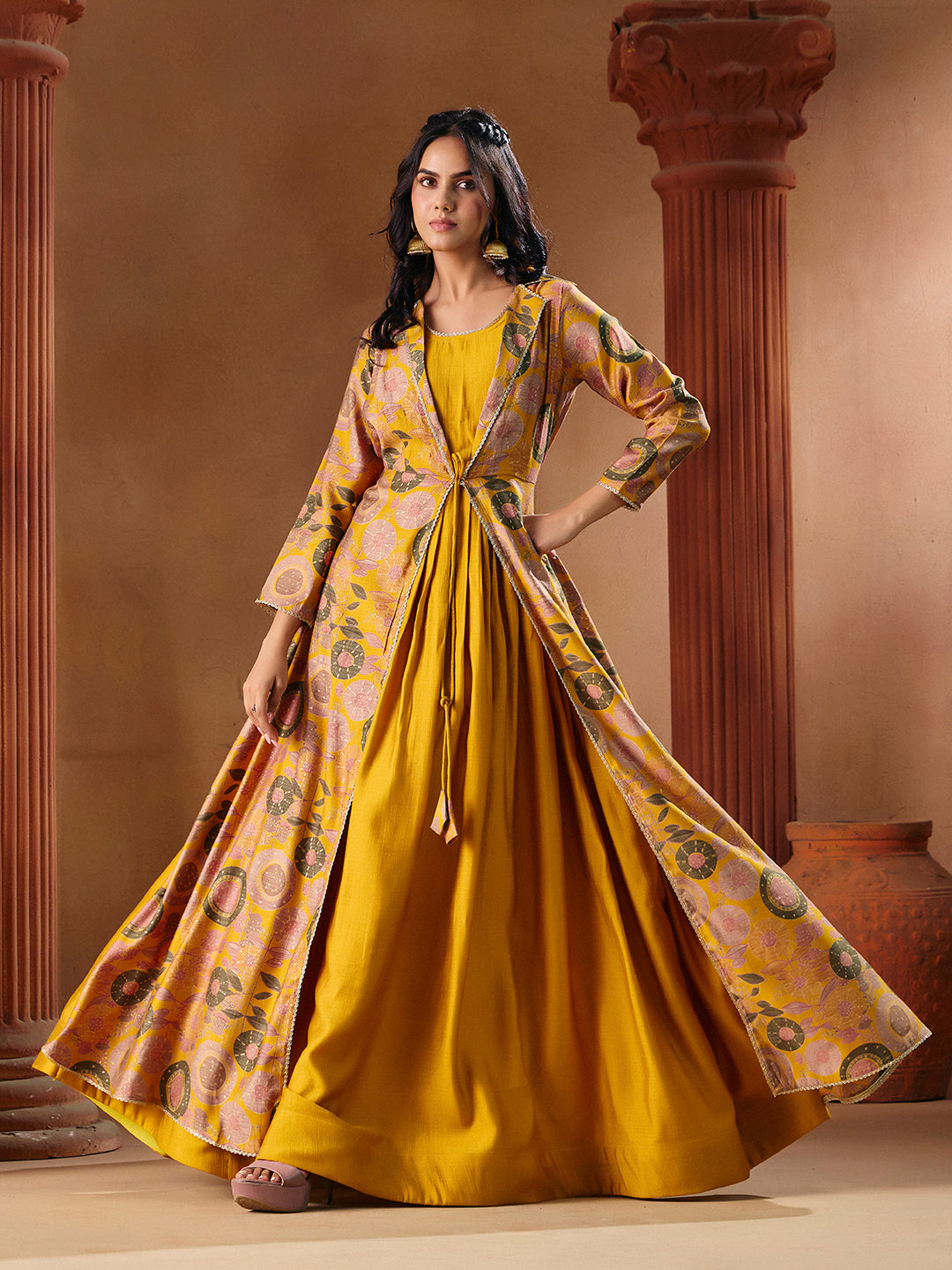 Indo Western Vatican Print Gown Madhuram Wedding & Festive Wear