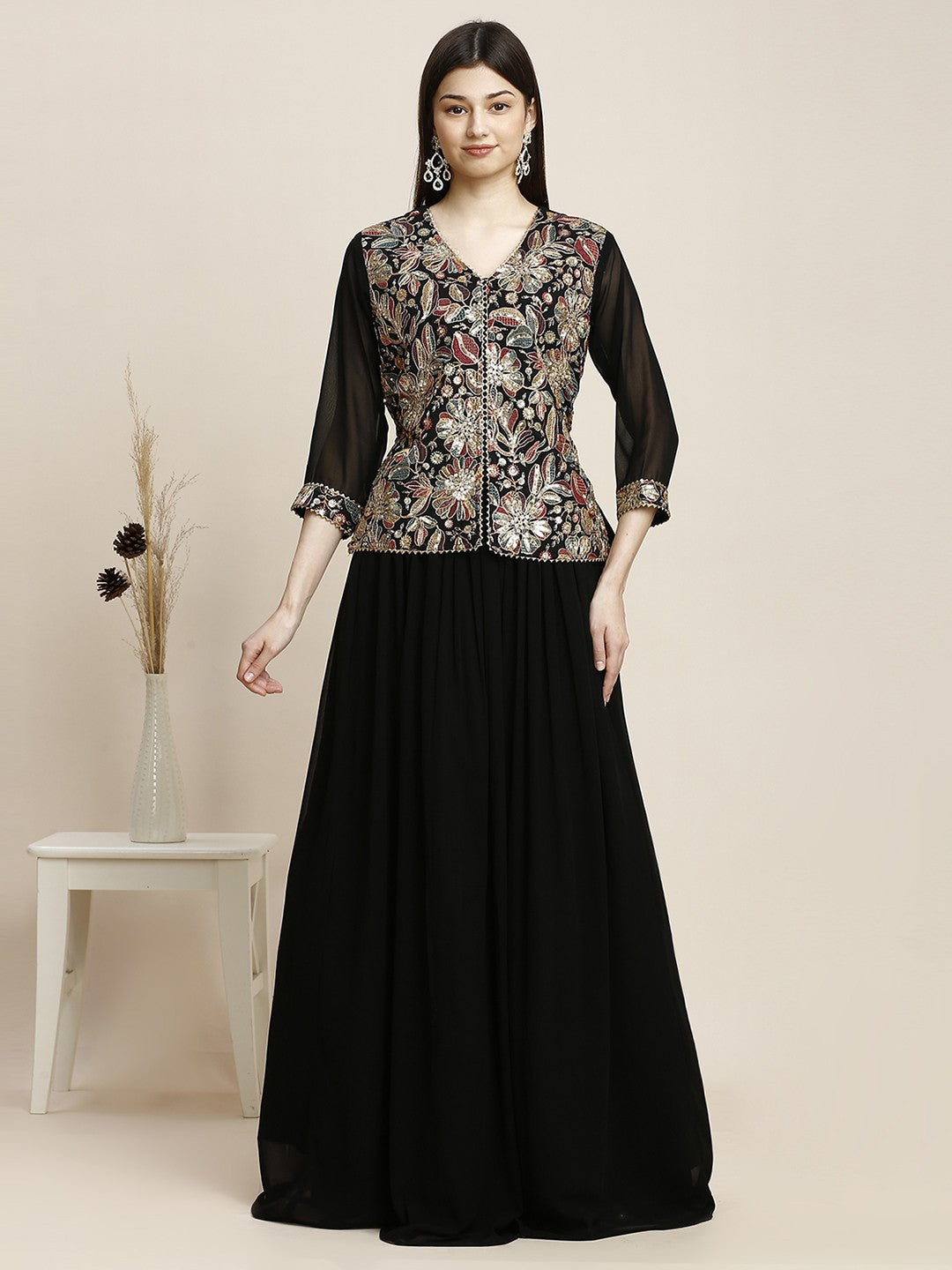 Black Georgette Lehenga Choli For Women