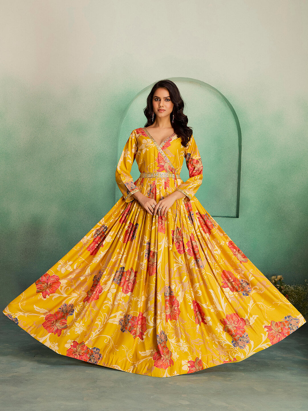 Madhuram Printed Viscose Rayon Anarkali Gown