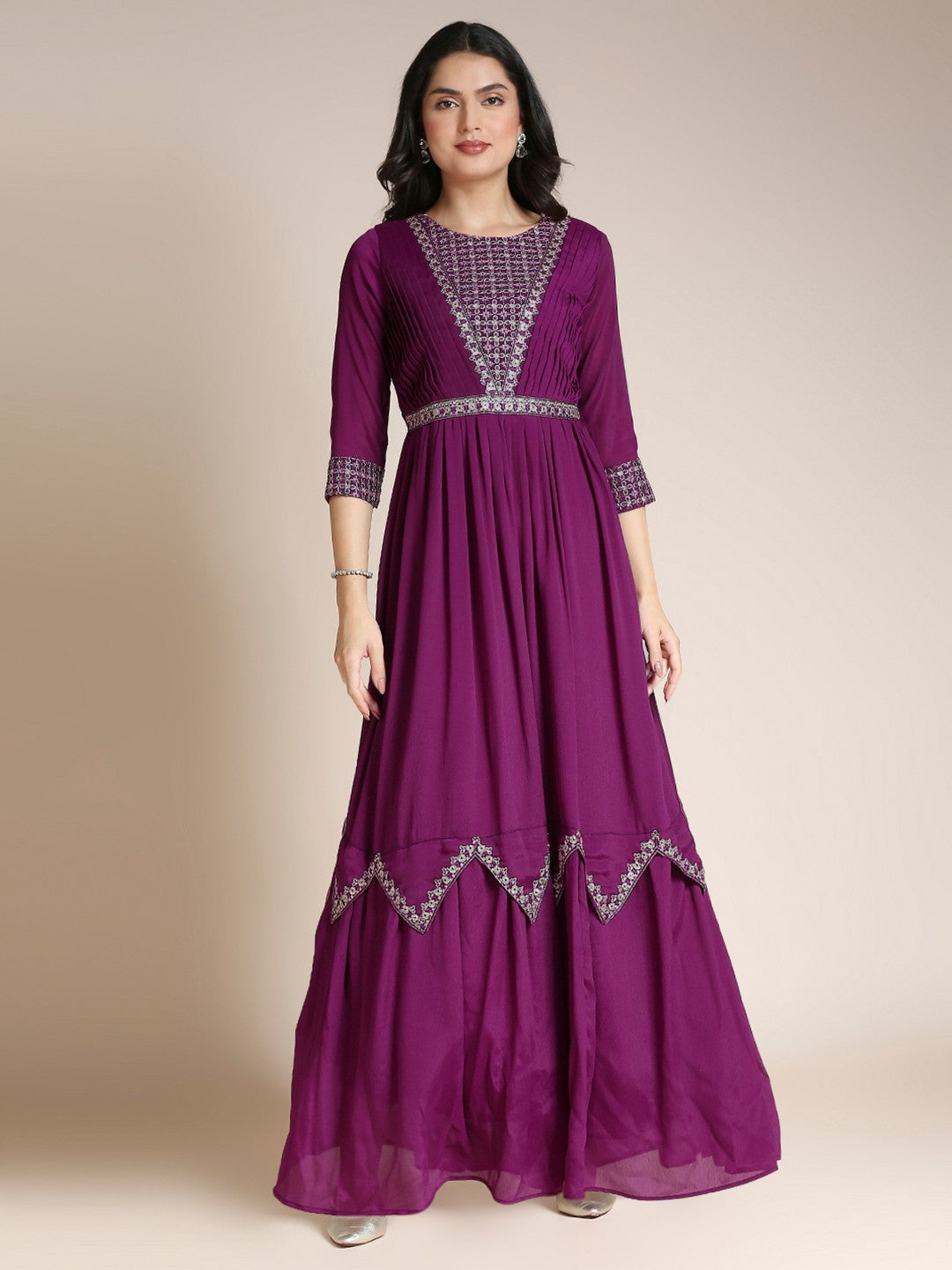 Purple Chiffon Anarkali Long Gown