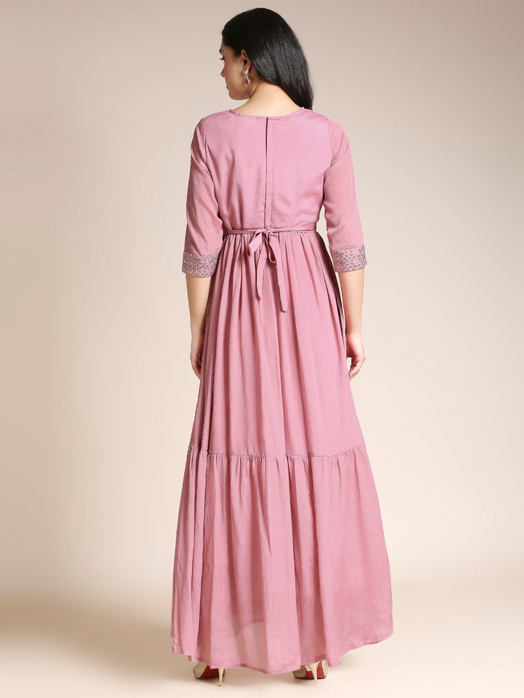 Pink Chiffon Anarkali Long Gown