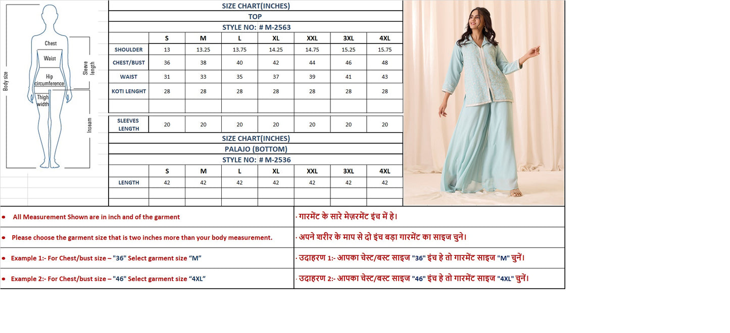 Sky Blue Embroidered Georgette Palazzo Set | Festive Ethnic Suit for Women | M-2563