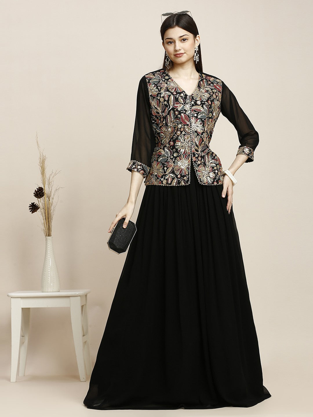 Black Georgette Lehenga Choli For Women