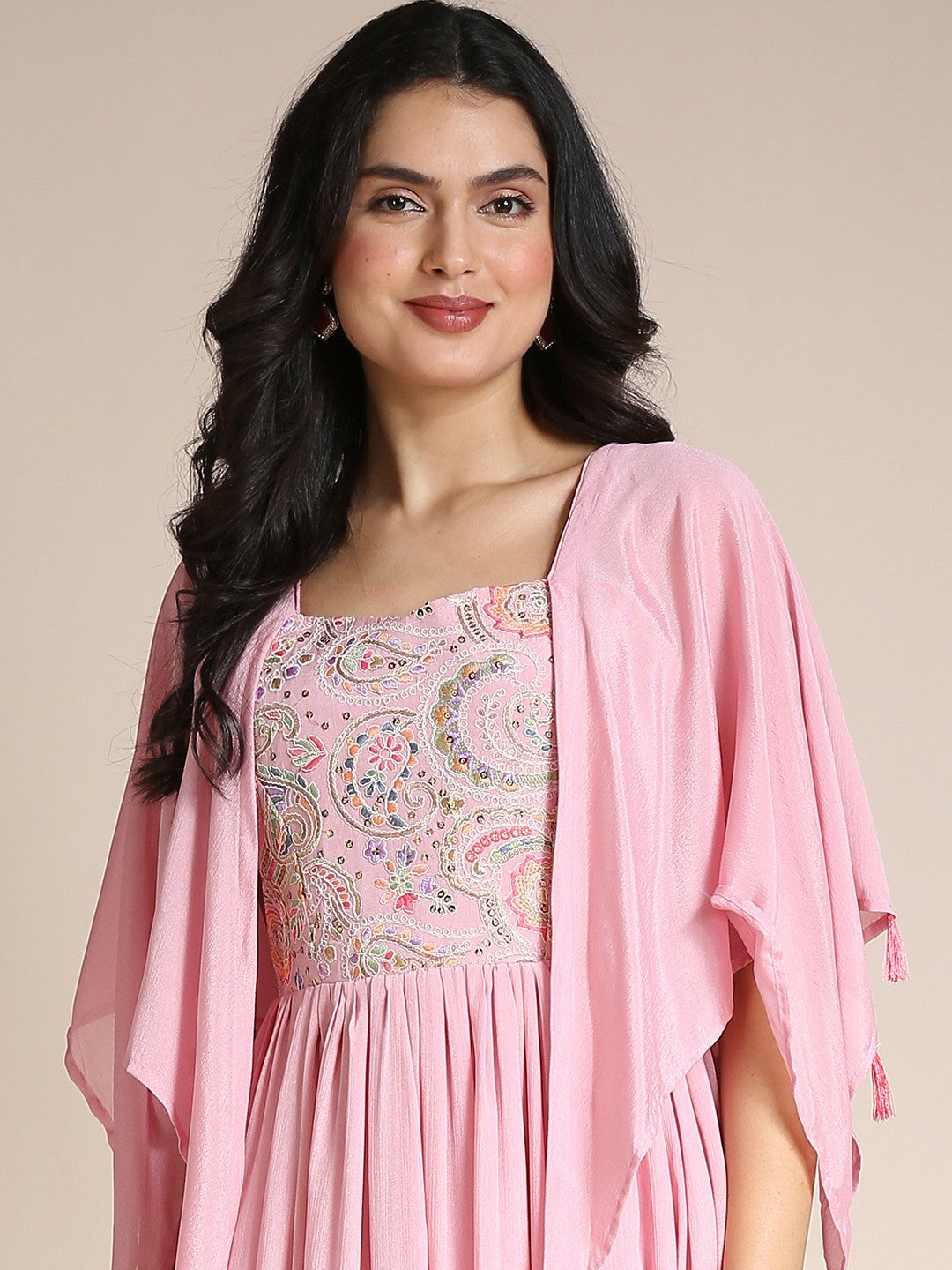 Pink Sweetheart Chiffon Long Gown Dress For Women