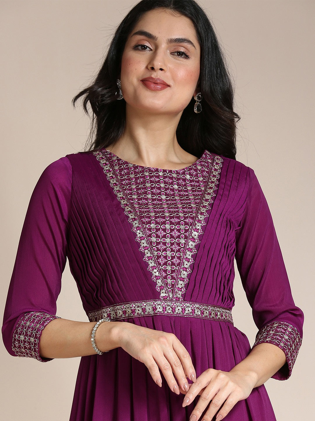 Purple Chiffon Anarkali Long Gown
