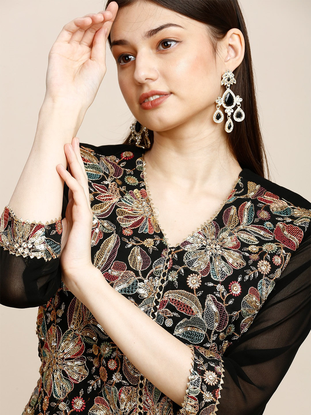 Black Georgette Lehenga Choli For Women