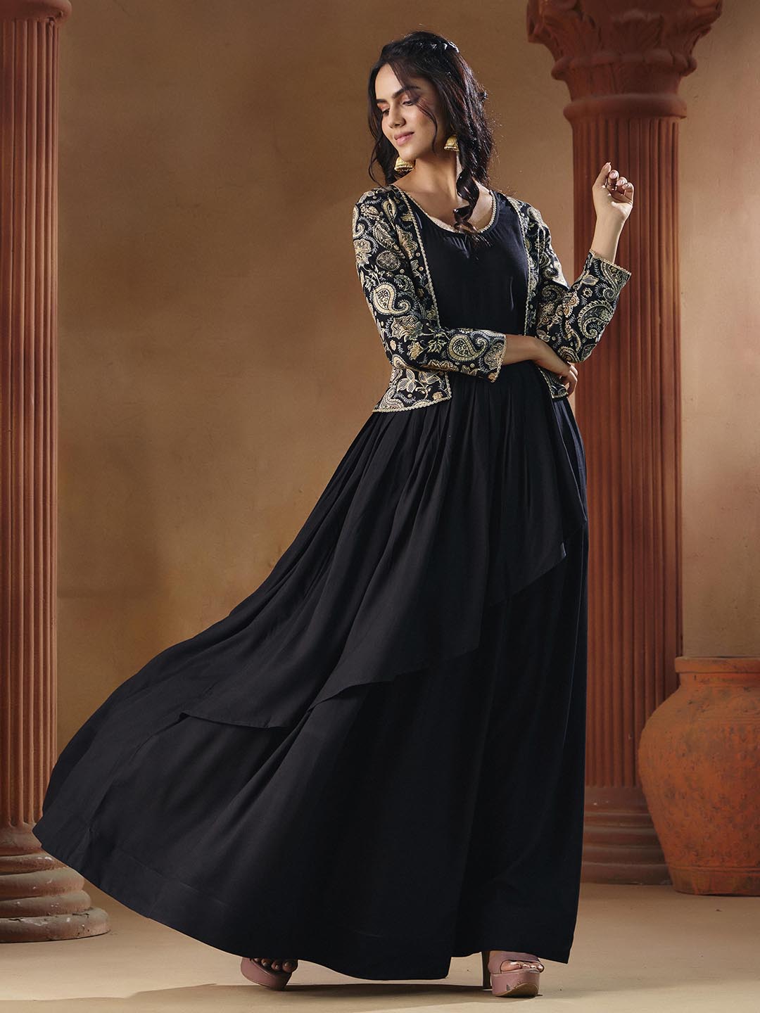 Indo Western for Woman Vatican Print Gown - Madhuram Wedding & Festive Wear