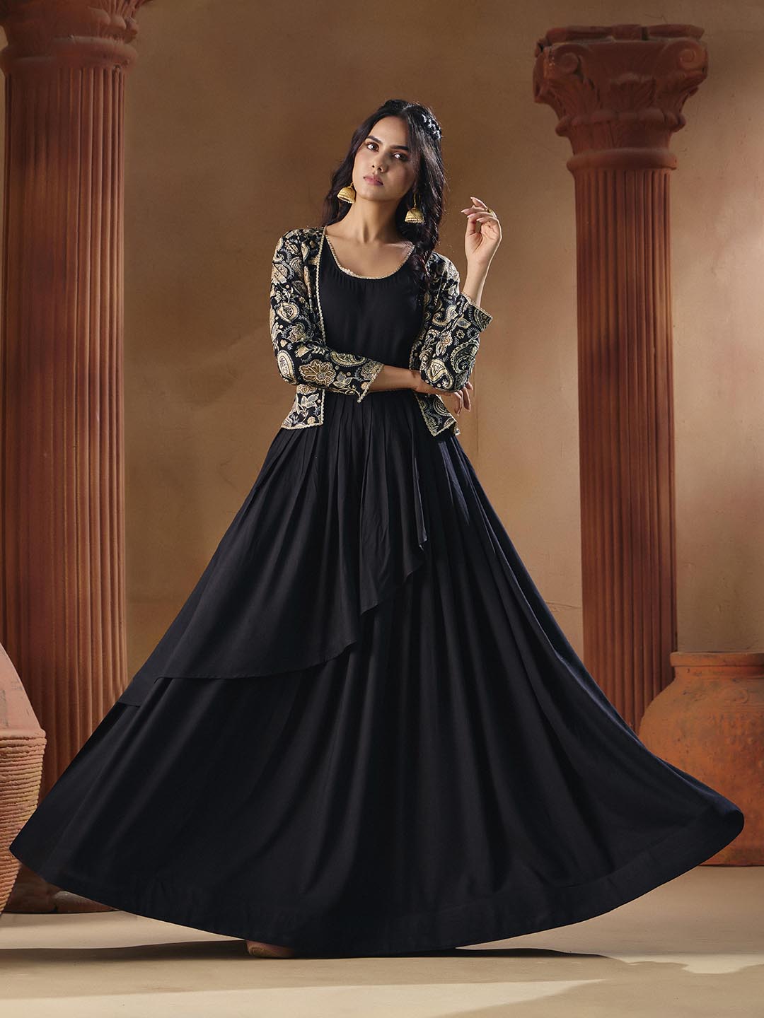 Indo Western for Woman Vatican Print Gown - Madhuram Wedding & Festive Wear