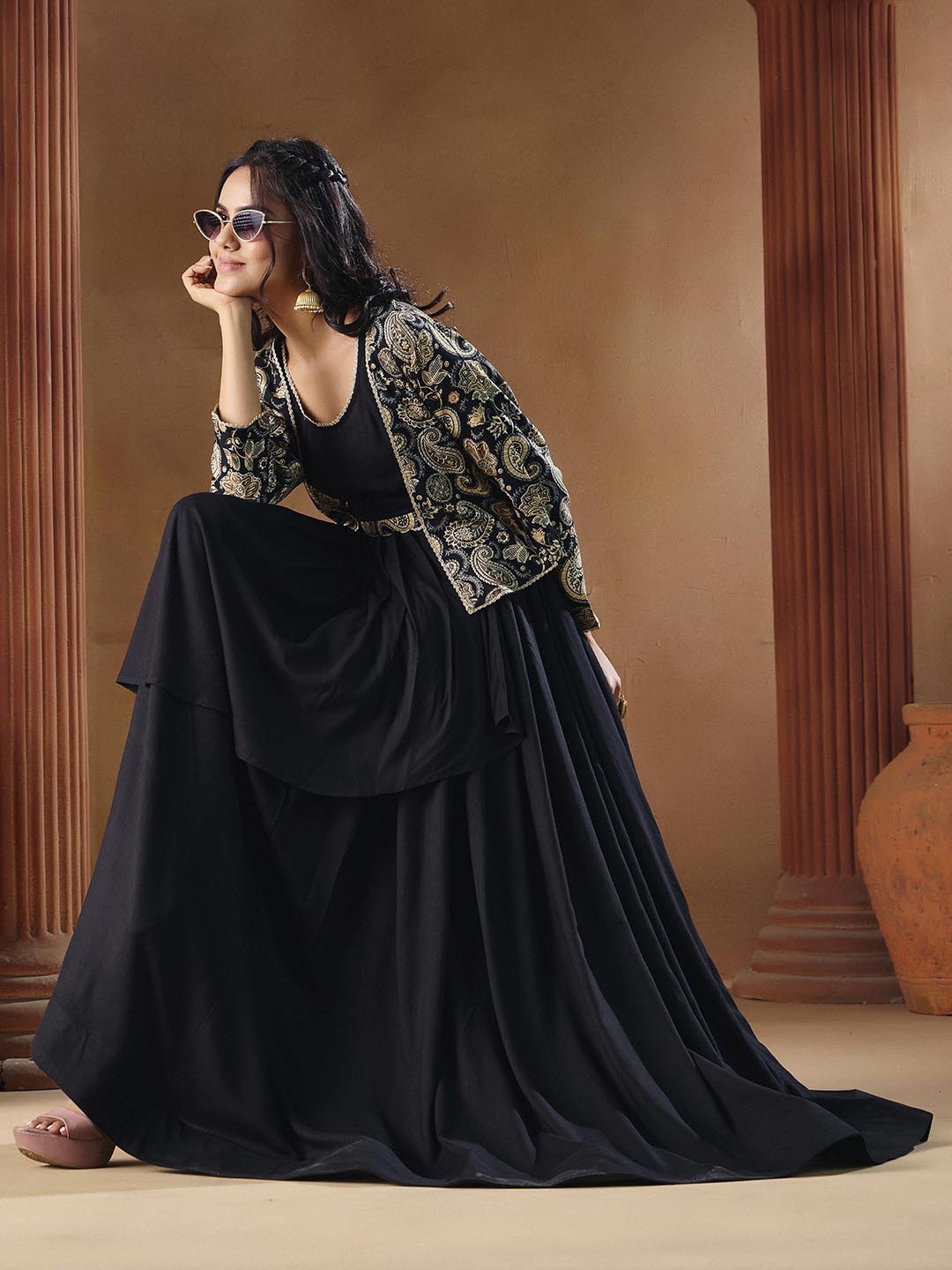Indo Western for Woman Vatican Print Gown - Madhuram Wedding & Festive Wear
