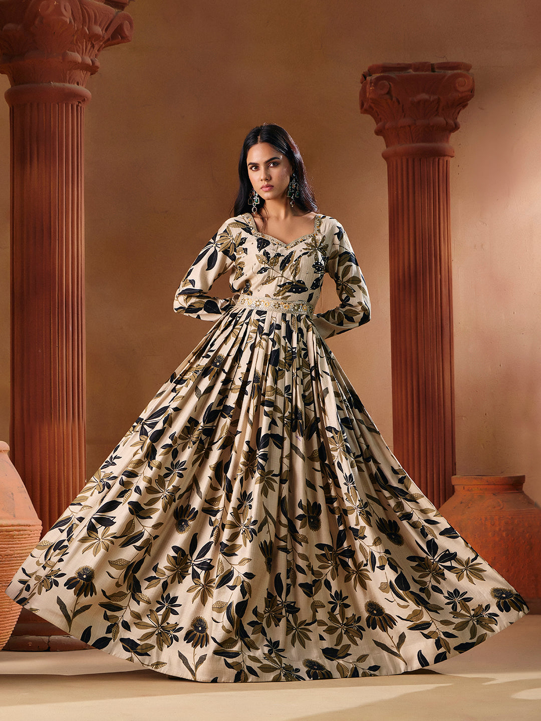 Indo Western for Woman Vatican Print Gown - Madhuram Wedding & Festive Wear