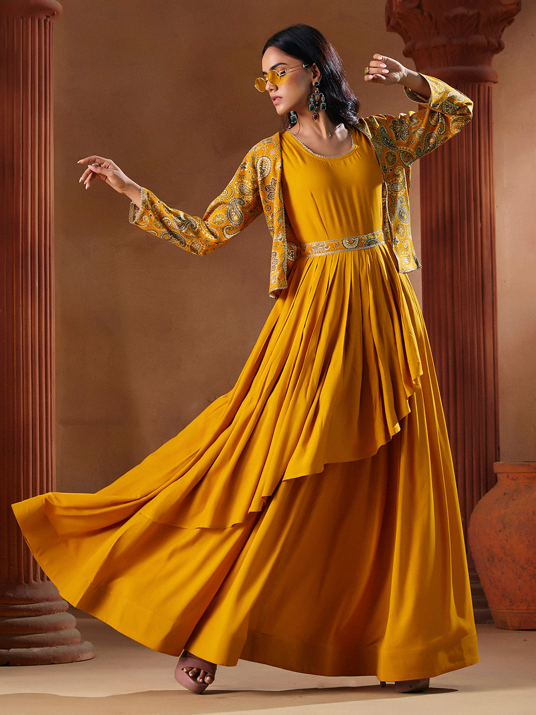 Indo Western for Woman Vatican Print Gown - Madhuram Wedding & Festive Wear