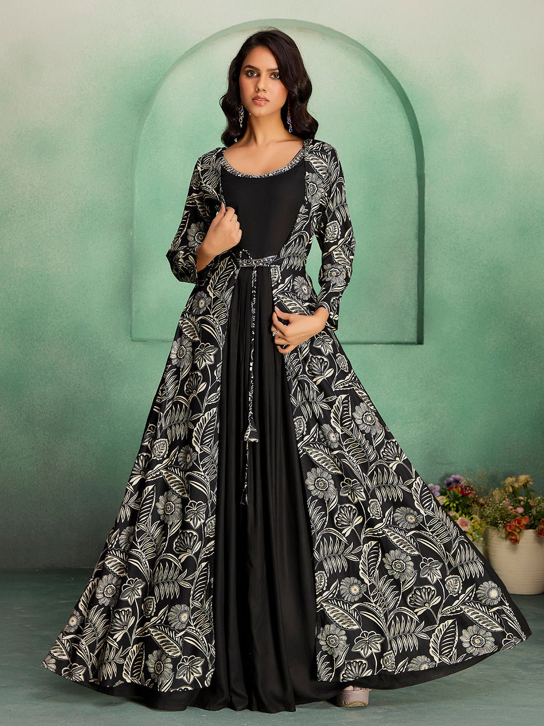 Madhuram Women’s Anarkali Gown – Festive & Wedding Wear with Digital Print
