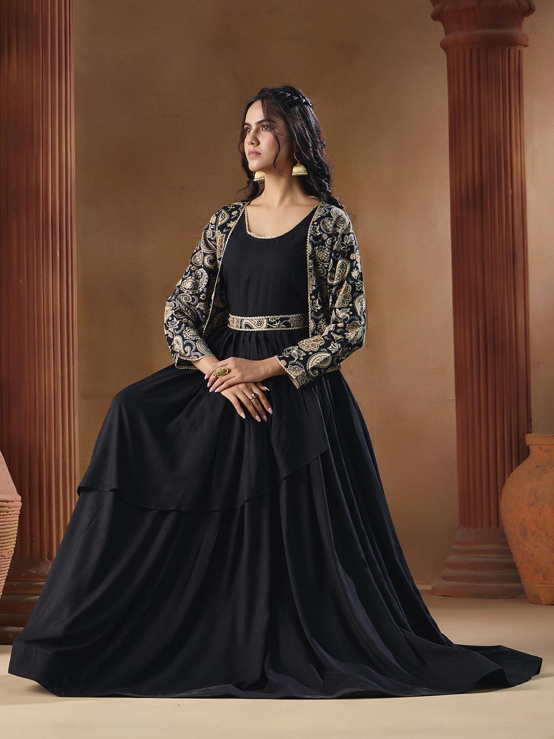 Indo Western for Woman Vatican Print Gown - Madhuram Wedding & Festive Wear