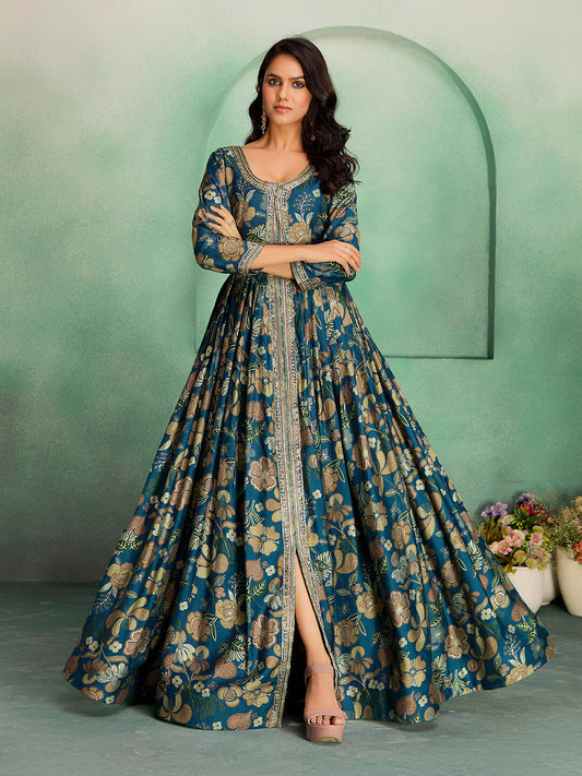 Embroidered Viscose Rayon Gown – Festive & Wedding Wear