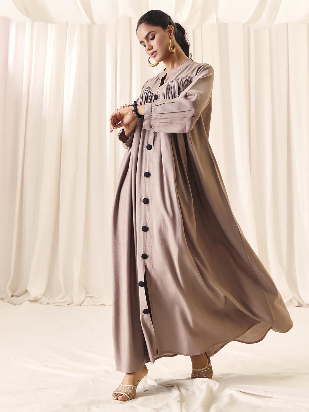 Madhuram textiles Women's  Vatican Fabric-Boho Flared Kurta Dress -Long Maxi Kurta Top | M-2554