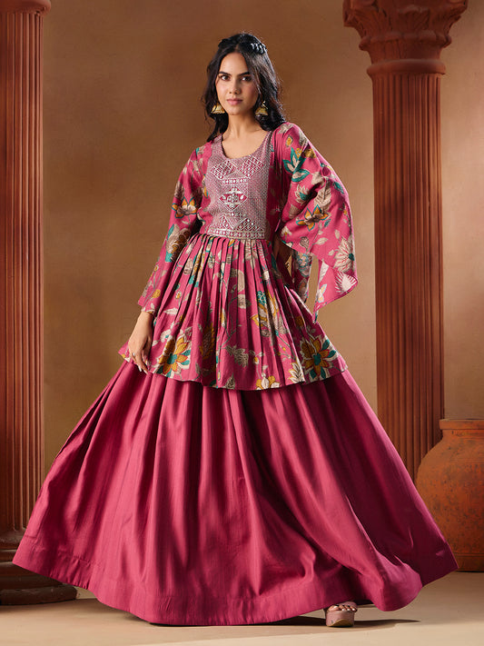 Indo Western Vatican Print Gown Madhuram Wedding & Festive Wear