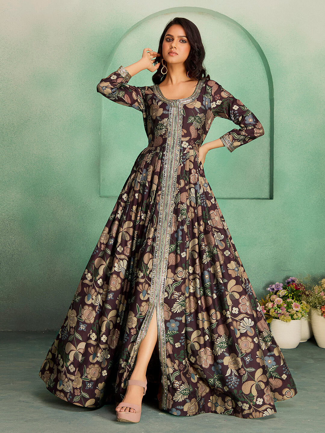 Embroidered Viscose Rayon Gown – Festive & Wedding Wear