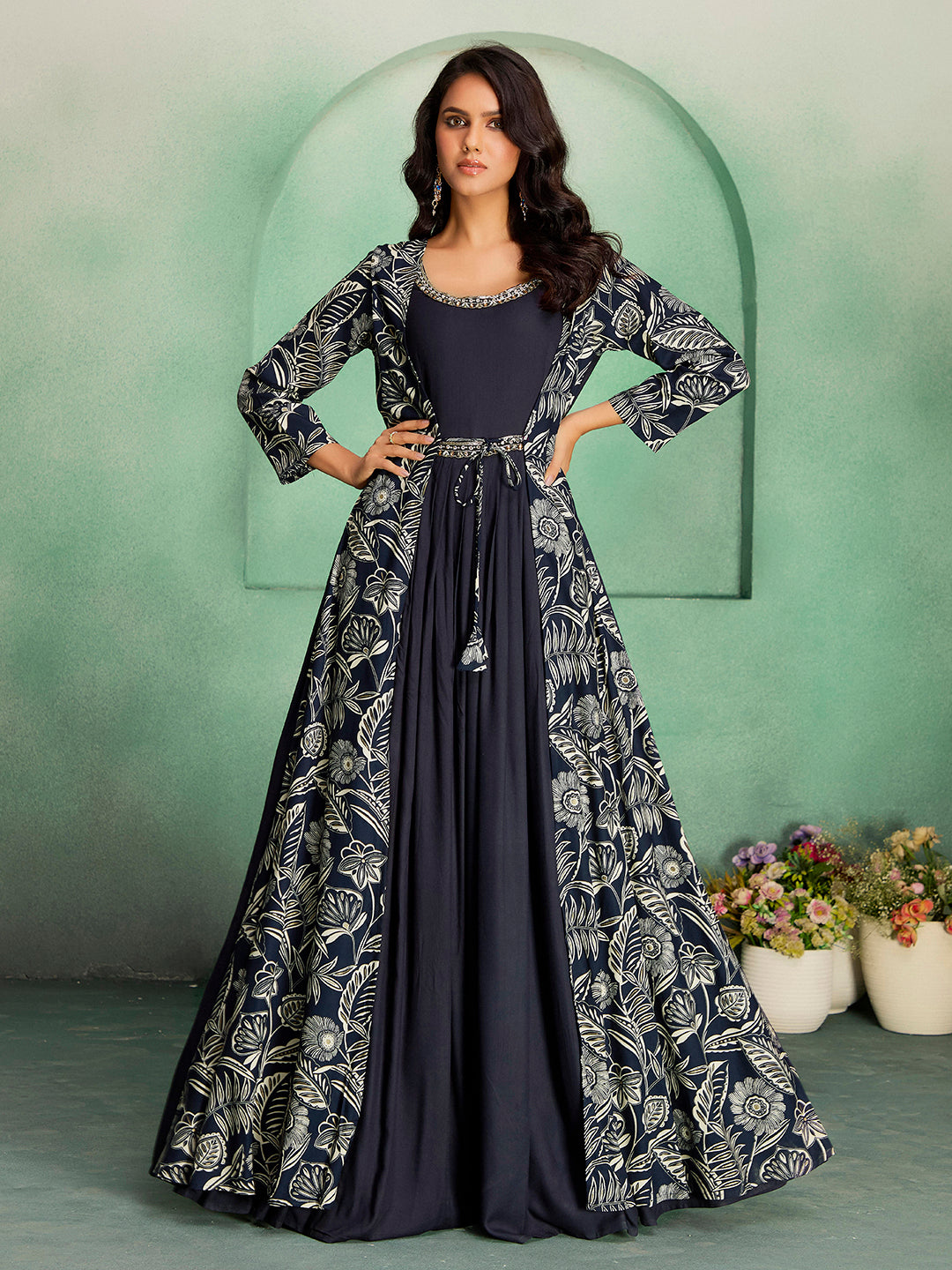 Madhuram Women’s Anarkali Gown – Festive & Wedding Wear with Digital Print