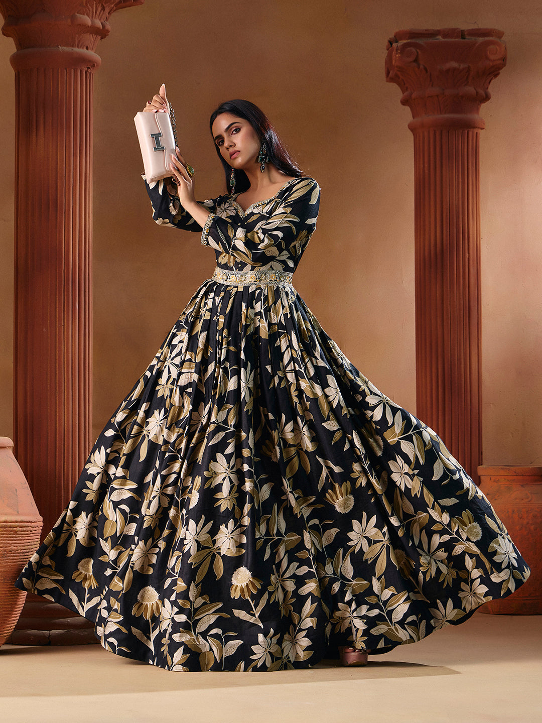 Indo Western for Woman Vatican Print Gown - Madhuram Wedding & Festive Wear