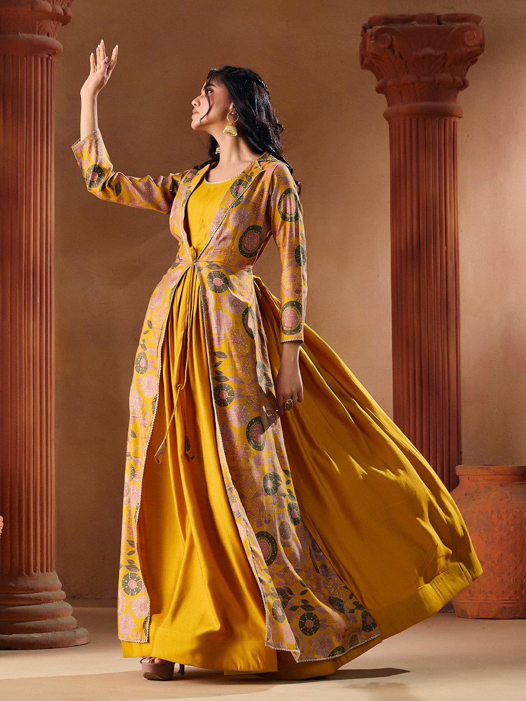 Indo Western Vatican Print Gown Madhuram Wedding & Festive Wear