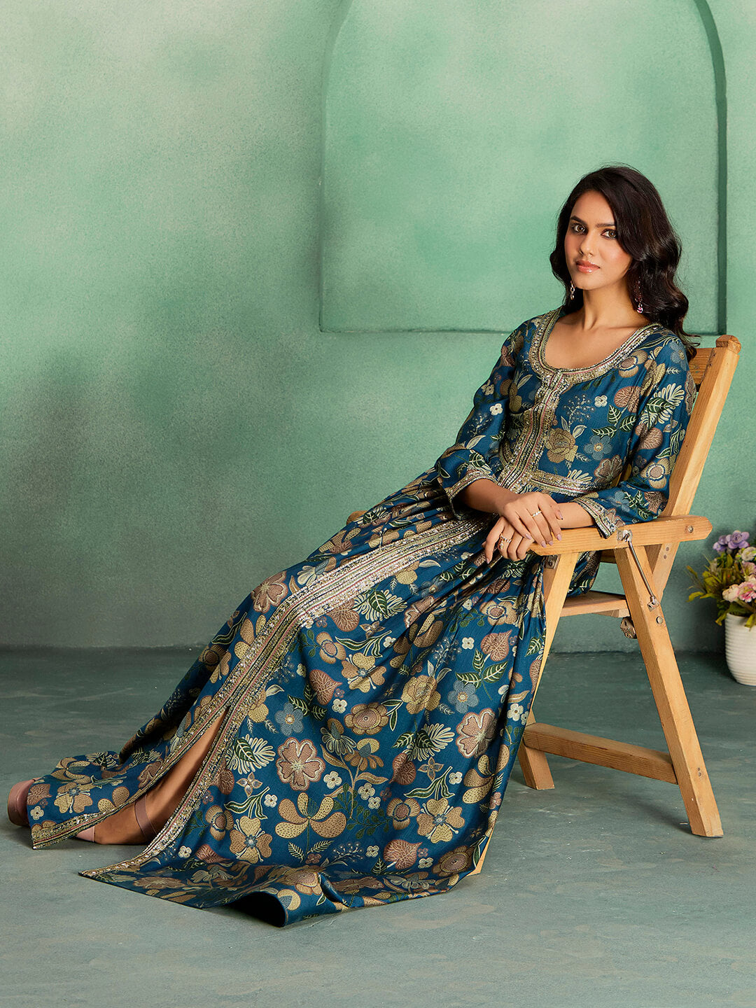 Embroidered Viscose Rayon Gown – Festive & Wedding Wear