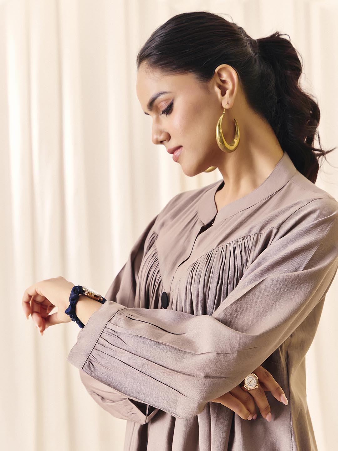 Madhuram textiles Women's  Vatican Fabric-Boho Flared Kurta Dress -Long Maxi Kurta Top | M-2554