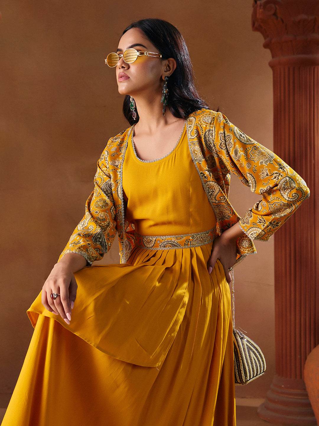Indo Western for Woman Vatican Print Gown - Madhuram Wedding & Festive Wear