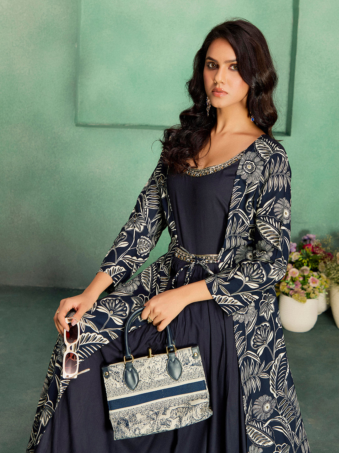 Madhuram Women’s Anarkali Gown – Festive & Wedding Wear with Digital Print
