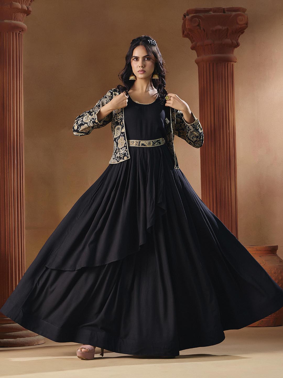 Indo Western for Woman Vatican Print Gown - Madhuram Wedding & Festive Wear