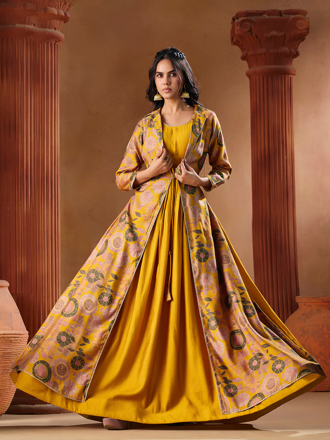 Indo Western Vatican Print Gown Madhuram Wedding & Festive Wear