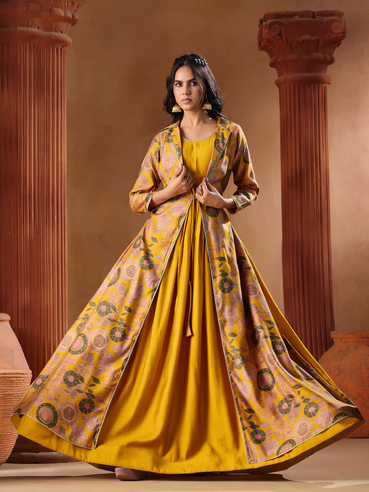 Indo Western Vatican Print Gown Madhuram Wedding & Festive Wear